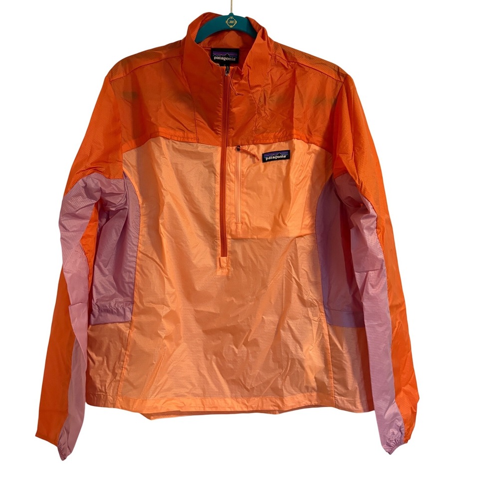 Patagonia Houdini Stash 1/2 Zip Pullover Coral Orange Windbreaker Jacket Women M